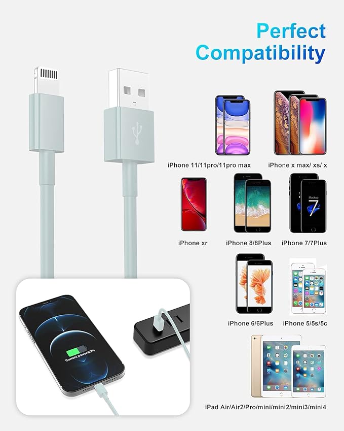 4 Pack [Apple MFi Certified] Apple Charging Cables 3ft, iPhone Chargers Lightning Cable 3 Foot, Fast iPhone Charging Cord for iPhone 14/14Pro/13/13Pro/12/11/11Pro/11Max/ X/XS/XR/XS Max/8, ipad(Blue)