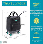 Handy Sandy Haul-It Foldable Rolling Tote – Patented Heavy-Duty Utility Bag with 8 Spinner Wheels, – Reusable Grocery Cart, Laundry Carrier, Travel Tote, Commuter Bag for Shopping & More- Green