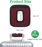 uxcell 5 Pcs Luggage Handle Wrap, Hollow Neoprene Handbag Grip Cover Protector Luggage Identifiers Suitcase Handle Wraps for Luggage Suitcase Travel Bags, Wine Red