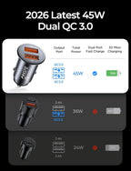 AINOPE USB Car Charger Adapter 45W, Cigarette Lighter USB Charger, Fast Car Charger for Android,[All Metal&Mini] QC 3.0 USB Adapter for iPhone 17 Pro Max 16e 16 15 14 Pro Samsung S26 S25 Mother‘s Day
