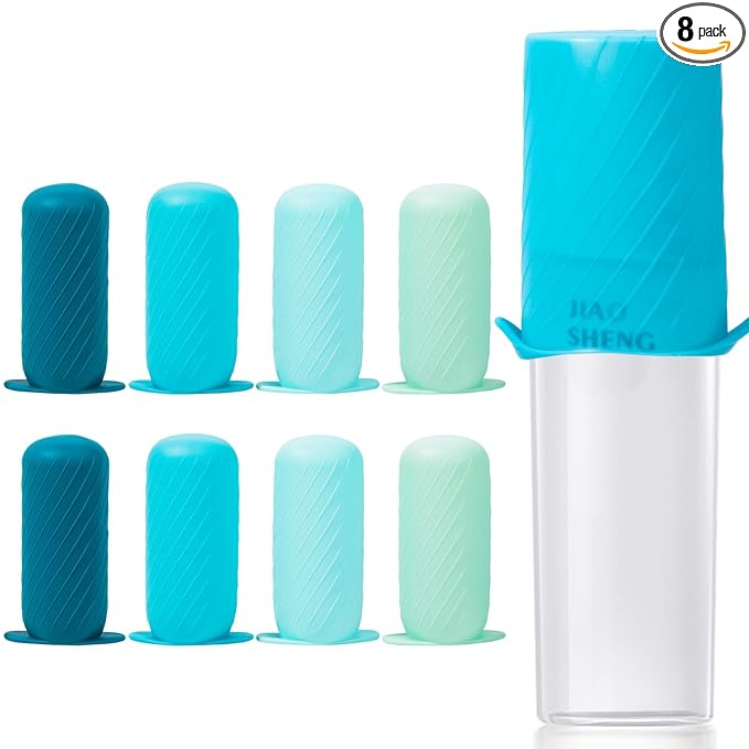 Mrsdry Bottle Covers for Travel, Leak Proofing, Travel Size Container Silicone toiletry sleeves, Leak Locks Travel Accessories for Shampoo Wash Body Bottles and other beauty and personal care(8pcs)