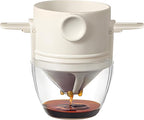 Pour Over Coffee Maker, Manual Drip Coffee 250ml Cup with Stainless Steel Mesh Filter, to Clean for Home,Office, Travel, Camping, Portable Coffee Kit (White)