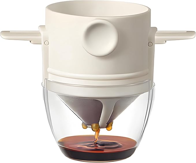 Pour Over Coffee Maker, Manual Drip Coffee 250ml Cup with Stainless Steel Mesh Filter, to Clean for Home,Office, Travel, Camping, Portable Coffee Kit (White)