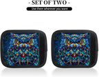Abstract Colorful Owl 2 Pack Luggage Handle Wrap Set of Neoprene Luggage Tags for Suitcases Bag Strap Wrap Cover Travel Airplane Accessories Covers Markers Sleeve Grips Identifiers Cruise