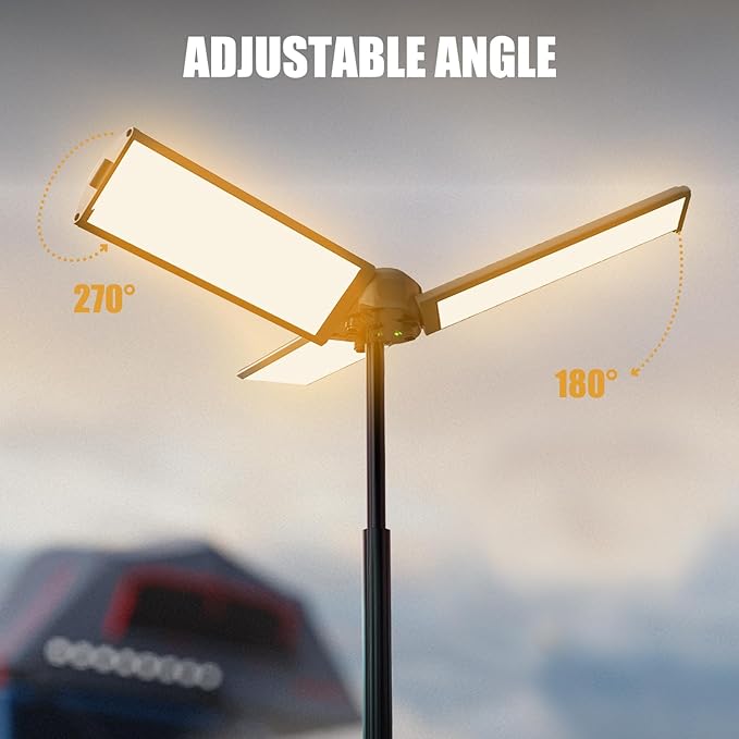 BUBRA 40" Telescopic Camping Lights with Stand, 8000mAh Rechargeable LED Work Light & Camp Lantern, 1000LM Portable Tripod Lamp, 20H Runtime for Power Outages, Survival Gear and Camping Essentials
