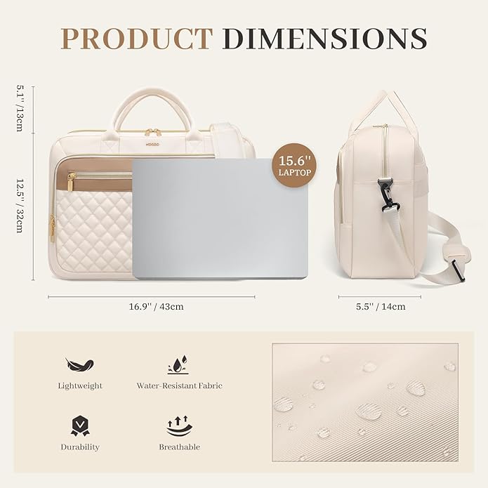 Laptop Bag for Women 15.6Inch Work Tote Computer Briefcase Waterproof Handbag Shoulder Teacher Office Crossbody Purse