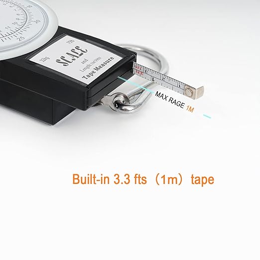 Luggage Scale, TFY Travel Luggage Manual Scale with Tape Measure Plus a Luggage Strap, Measure Up to 75 lbs and 39 Inchs