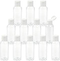 TRENDBOX 12 Pack Plastic Empty Bottles with Flip Cap for Shampoo, Lotions, Liquid Body Soap, Cream (2 oz / 60 ml)