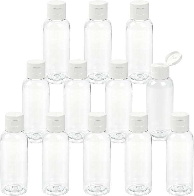 TRENDBOX 12 Pack Plastic Empty Bottles with Flip Cap for Shampoo, Lotions, Liquid Body Soap, Cream (2 oz / 60 ml)