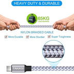 USB to USB C Cable (3Pack 6ft) USB A to Type C Cable Fast Charging Nylon Braided Data Sync Transfer Cord USB C Charger for iPhone 17 Pro Max/17 Air/16e/16 15 Pro/15 Plus/Galaxy S20 S10 Note 20(White)