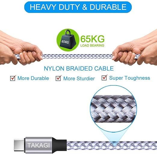 USB to USB C Cable (3Pack 6ft) USB A to Type C Cable Fast Charging Nylon Braided Data Sync Transfer Cord USB C Charger for iPhone 17 Pro Max/17 Air/16e/16 15 Pro/15 Plus/Galaxy S20 S10 Note 20(White)