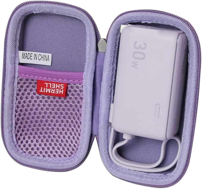 Hermitshell Hard Travel Case for Anker Power Bank USB C Charger Block, 3-in-1 5,000mAh Portable Charger (Purple)