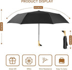 Compact Small Umbrellas for Rain&Sun, Cute Design Duck Head Umbrella for Girls Gifts, 8 Ribs Folding Umbrella with Wooden Handle