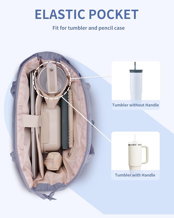 Wandering Nature Puffer Tote Bag with Cup Holder & Laptop Compartment & Trolley Sleeve for Travel, Work, Nurse, Women