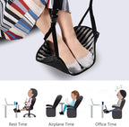 Travel Footrest for Airplane Office and Commute Adjustable Portable Foot Hammock with Soft Padding for Flights Rides and Desk Use