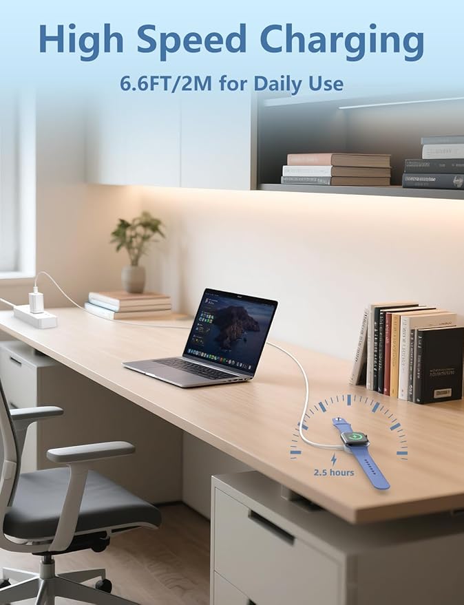 6.6FT/2M Long Fast for Apple Watch Charger USB C iWatch Charger 20W Block Portable Wireless Compatible with Apple Watch Series 11/10/9/8/7/SE/6/5/4/3/2 Ultra Ultra2