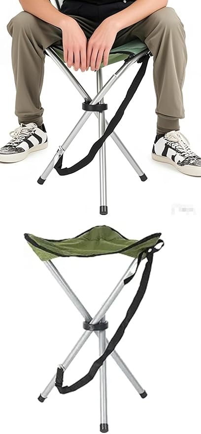 Folding Camping Stool,16.6" Folding Camping Chairs,Portable Tripod Seat,Outdoor Travel Tall Chair for Camping Walking Hunting Hiking Fishing Mountaineering Picnic Beach BBQ Garden Lawn(Pink)
