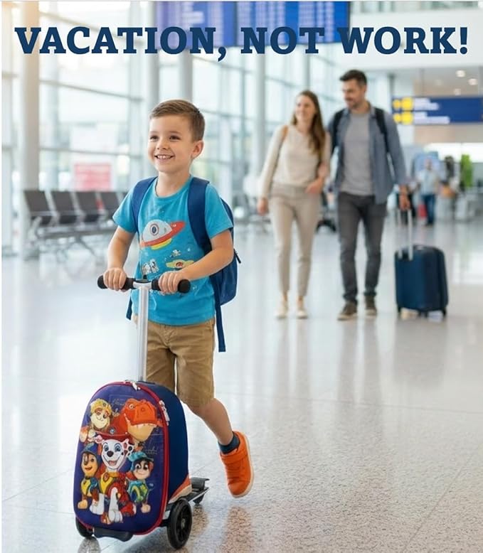 Fast Forward Nickelodeon Paw Patrol 2-in-1 Kids Scooter Suitcase & Ride-On Carry-On Luggage Lightweight Travel Case with Built-in Kick Scooter