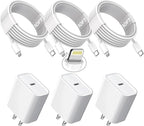 10FT iPhone Fast Charger,3Pack Extra Long[Apple MFi Certified]iPhone Charger Fast Charging Quick 10Foot USB C to Lightning Cable Cord Adapter Block for iPhone 14 Pro Max/14 Plus/13/12Mini/11/XS/X/iPad