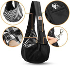 Tomkas Small Dog Sling Carrier - Classic Pocket & Classic Strap - Wrap Carrier - for 3-10 lbs Pets(Black)