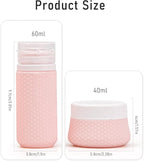 2 oz Travel Bottle Silicone Small Liquid Travel Containers 2 Pack Leak Proof TSA Approved Bottles On The Go Size Traveling Kit for Toiletries Shampoo Body Wash Skincare Lotion Women - Leather Pink