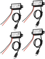 4-Pcs DC 12V/24V to 5V USB C Step Down Converter,Aideepen 3A 24W Type-C Output Charging Module Waterproof Buck Module Power Adapter