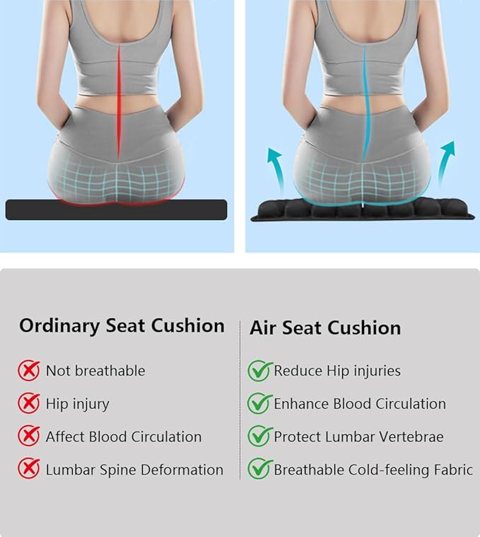 Sondur Travel Cushion, Portable Airplane Seat Cushion for Long Flights 3D Air Cel Inflatable Seat Cushion for Air Travel with Air Pump for Car,Office,Stadium,Ergonomic Comfort Support,Heavy Duty