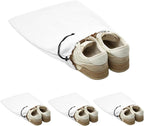 LAKE OF FIRE 4-Piece Travel Shoe Bags for Packing, 17.7" x 13.8" Dustproof Shoe Bags with Drawstring Closure,Washable & Reusable(White)