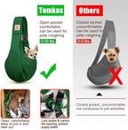 Tomkas Small Dog Cat Sling Carrier Puppy Purse Travel Wrap Soft Crossbody Pet Bag (Emerald Green, M - Zip Pocket & Adjust Strap)