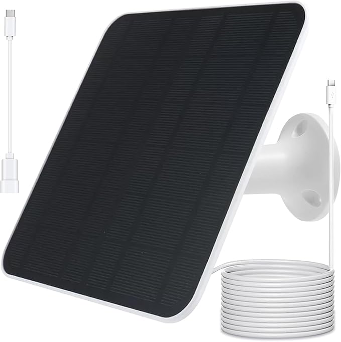 Solar Panel Charger Compatible with Eufycam 2C/2C Pro/E40/E20/2/2 Pro/E, 5V 5W Continuously Charging, 9.8ft Cable, Weatherproof (1Pack)