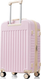 Merax 3 Piece Luggage Set ABS Hardside Suitcase Sets with Spinner Wheels and TSA Lock, 20 inch with Front Opening Design and USB Port, 20" Airline Certified Carry-on Luggage, 20" 24" 28", Light Pink