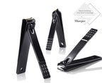 Professional Stainless Steel Nail Clipper Travel & Grooming Kit Nail Tools Manicure & Pedicure Set of 15pcs with Luxurious Case (Black/Yellow)
