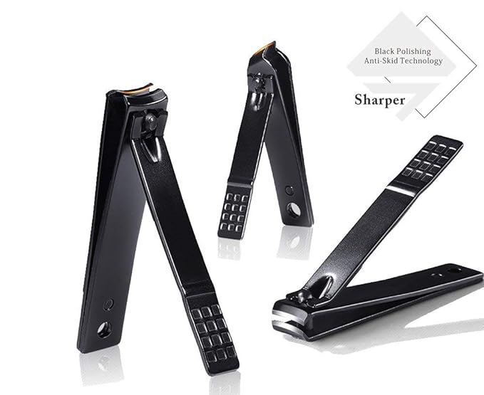 Professional Stainless Steel Nail Clipper Travel & Grooming Kit Nail Tools Manicure & Pedicure Set of 15pcs with Luxurious Case (Black/Yellow)