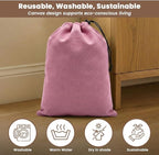 LFH Cotton Rich Shoe Storage Bags with Drawstring, Dustproof Breathable Reusable Organizer, Perfect For Travel, Dorm, Hotel, College, Gym, Easy to Carry, Machine Washable 12"x17" (Pack of 2) - Pink