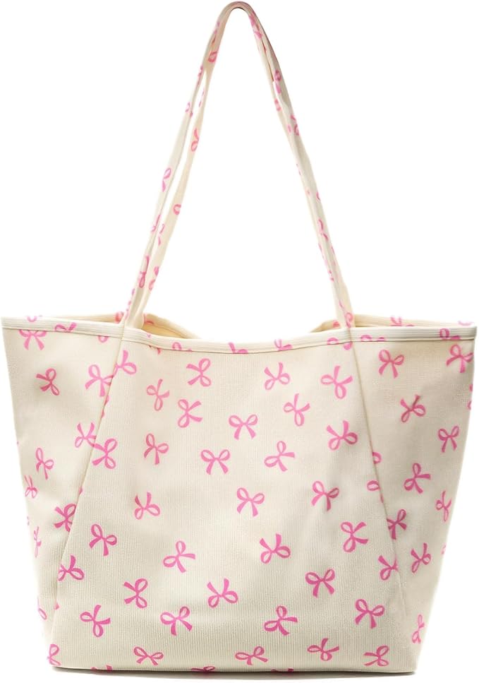 Long Keeper Corduroy Tote Bag for Women Girl Cute Large Tote Purse Reusable Canvas Shoulder Bag Handbag for Work Travel Gym