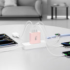 USB C Charger Block, 60W 5-Port Type C Charger Fast Charging Block, USBC USB Multiple Port Wall Charger Plug Adapter for iPhone 17/Air/16/15/14/13/12/11 Pro Max, Samsung Galaxy, iPad, Tablet (Pink)