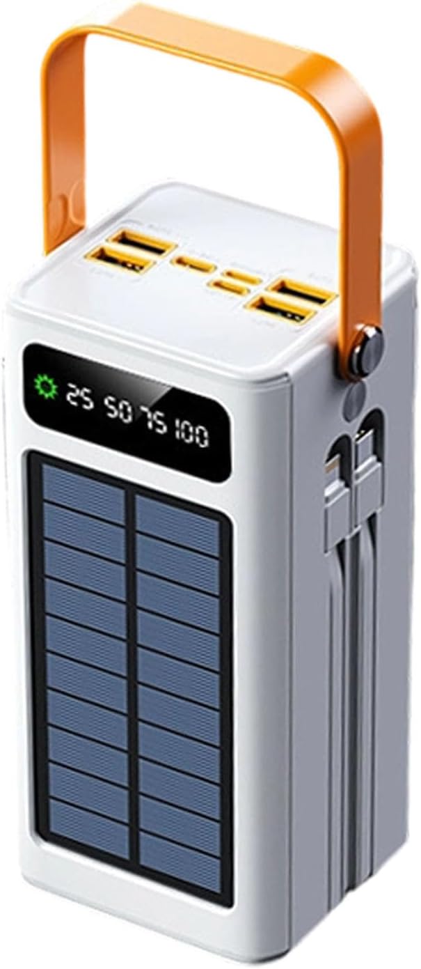 50000mAh Solar Portable Charger - 120W High Power Solar Battery Bank with LED Light, 4 Outputs 3 Inputs External Power Pack for Cell Phones, Ideal for Camping, Road Trips, Fishing & Outdoor (White)