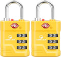 SURE LOCK TSA Approved Luggage Lock – 3-Digit Resettable Combination Padlock with Open Alert Red Dot, Large Easy-Read Dials for Suitcases, Backpacks, Gym & School Lockers(Yellow 2 pk)
