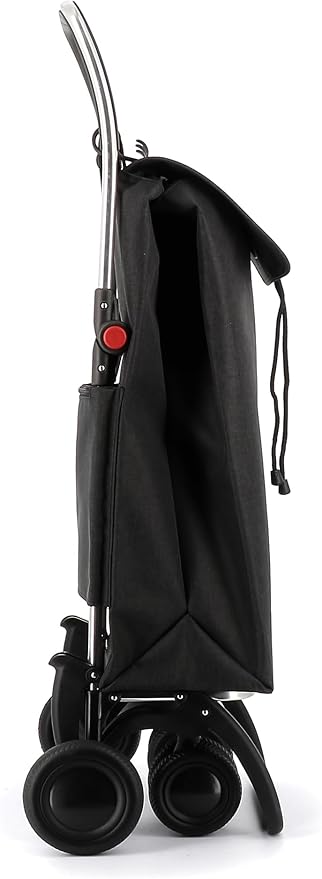 ROLSER I-Max Tweed 4 Wheel 2 Swivelling Foldable Shopping Trolley - Black