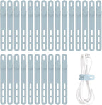 Oligei 25 Pcs Silicone Cable Ties, Cable Ties Reusable, High Elasticity Cord Wraps for Electrical Cords, Cord Organizer for Earphone, Phone Charger(Blue)