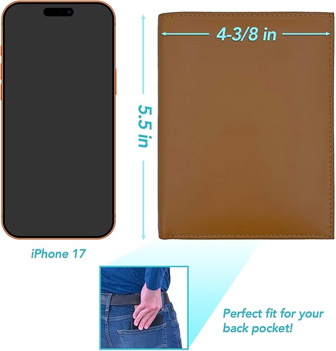 Light Brown RFID Genuine Leather Passport Wallet