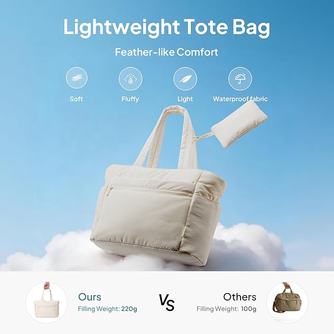 TOPEAST Tote Bag for Women Puffer Travel Carry On Bags with Laptop Compartment & Cup Holder Work Tote for Weekend Overnight