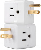 3 Outlet Wall Adapter UL Listed 3 Outlet Power Cube Tap, 3-Prong Outlet Splitter, Multi Plug Outlet Grounded Indoor, 3 Way Plug Adapter, Outlet Extender for Home or Travel (White, 1 Pack)