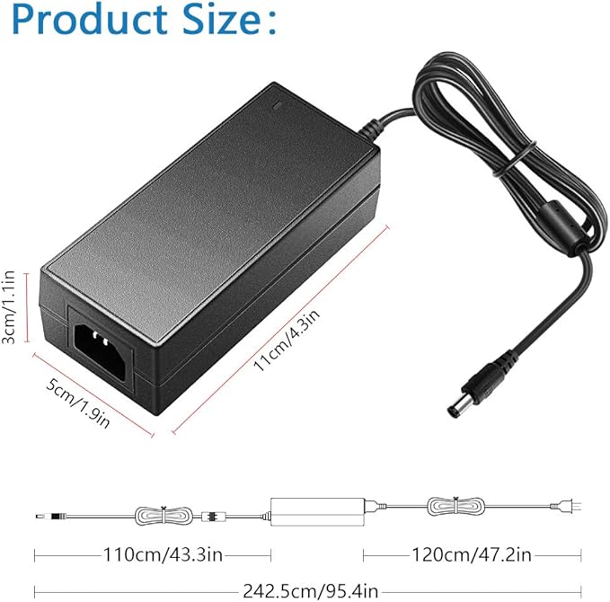 SHNITPWR 24V Power Supply Adapter 24 Volt 3A 72W AC DC Converter, Pack of 2 100V~240V AC to DC 24V 3amp Transformer LED Driver with 5.5x2.5mm Plug for LED Strip Light 3D Printer LCD Monitor Motor