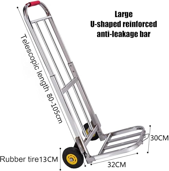 Heavy Duty Folding Hand Truck Luggage Cart & Sack Barrow Versatile Shopping Trolley & Household Porter for Easy Transportation (Size: 80 105x32x30cm)