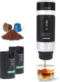 Portable Electric Espresso Machine with Removeable Battery, Mini Travel Coffee Maker, 3-in-1 Car Coffee Maker Self-Heating with USB-C for RV Hiking Office Camping (Ground Coffee & Capsule Compatible)