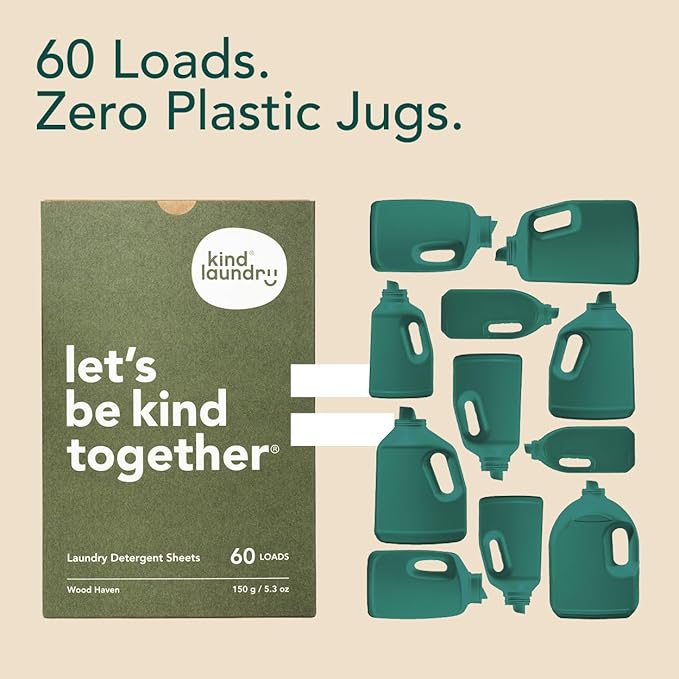 Kind Laundry Detergent Sheets – 60 Loads Lavander Dream, EWG Verified, No Residue After Wash, Eco Plastic-Free Liquidless Laundry Soap, Non-Toxic Formula, for Sensitive Skin, Travel & Dorm Friendly