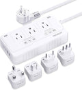 2000W Voltage Converter US to Europe for Hair Dryer, 220V to 110V Converter for European Travel with 3 AC 2 USBC 2 USBA Ports, European Travel Plug Adapter with Type C/G/I/L Plugs (White)