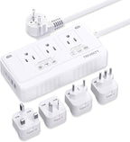 2000W Voltage Converter US to Europe for Hair Dryer, 220V to 110V Converter for European Travel with 3 AC 2 USBC 2 USBA Ports, European Travel Plug Adapter with Type C/G/I/L Plugs (White)
