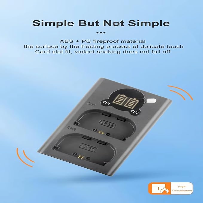 Dual USB Charger LP-E6 for LP-E6 Battery,EOS 5D Mark 2 3 II III 5DS 5DS R 6D 7D 7D Mark II 60D 60Da 70D 80D SLR Camera,Overcharge Protection,Portable Travel Charger